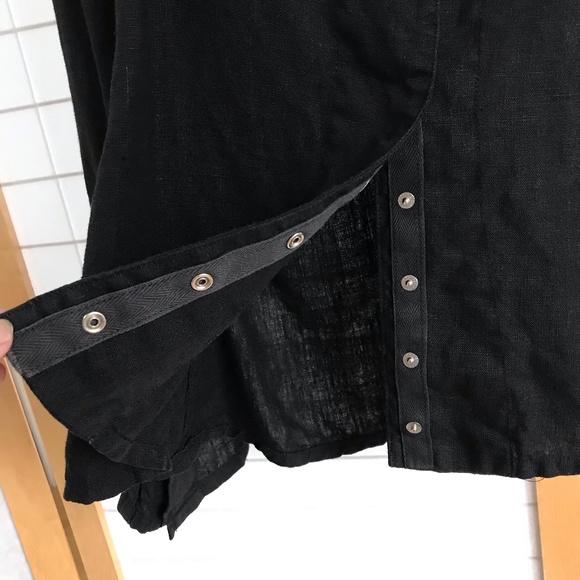 Cynthia Ashby Linen Sz S Blouse Black 100% Linen long sleeve snap front & cuffs - Picture 10 of 14